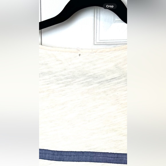 J.CREW ChambrayStriped Textured Slub Tee T-Shirt Top Blouse Ivory Blue Boat Neck - Picture 7 of 9